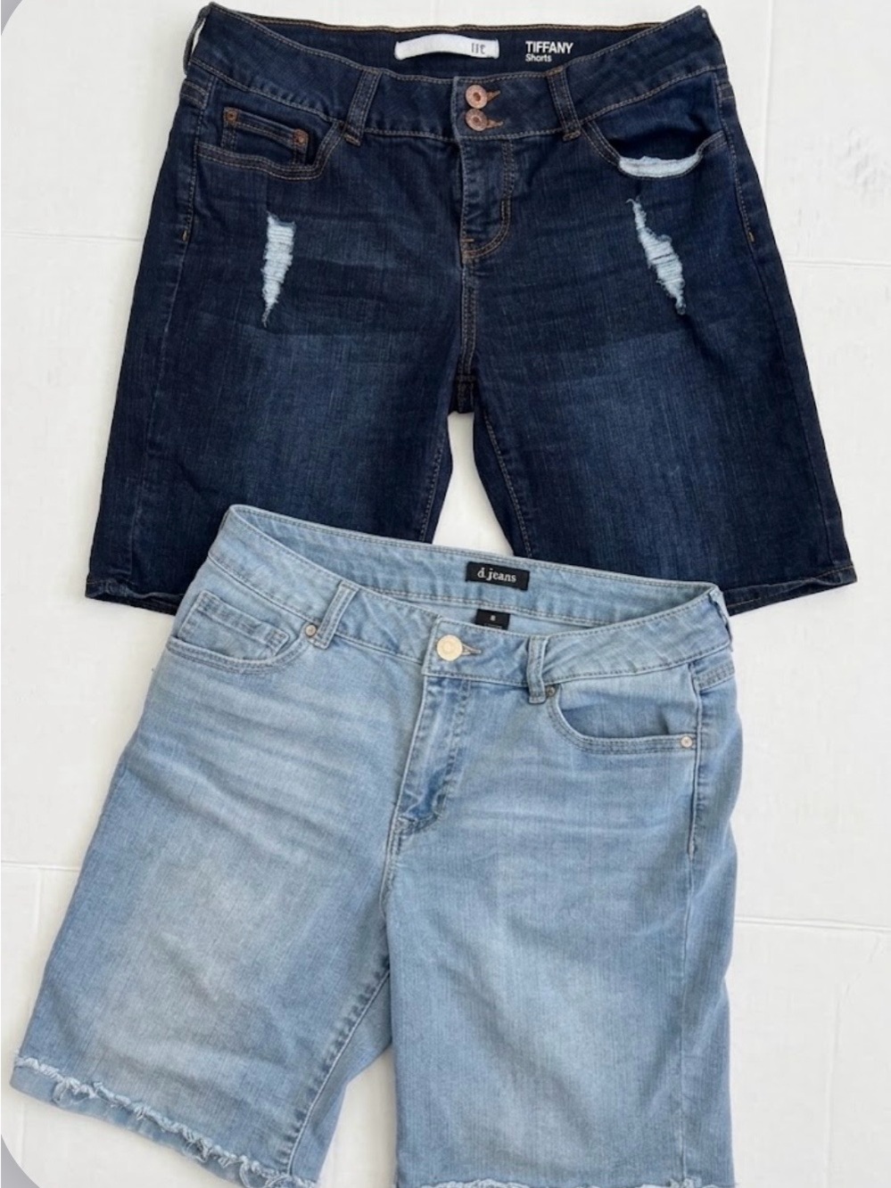 Y2K Denim Jorts Bundle Size 8 | Low Rise Bermuda Shorts Dark & Light Wash